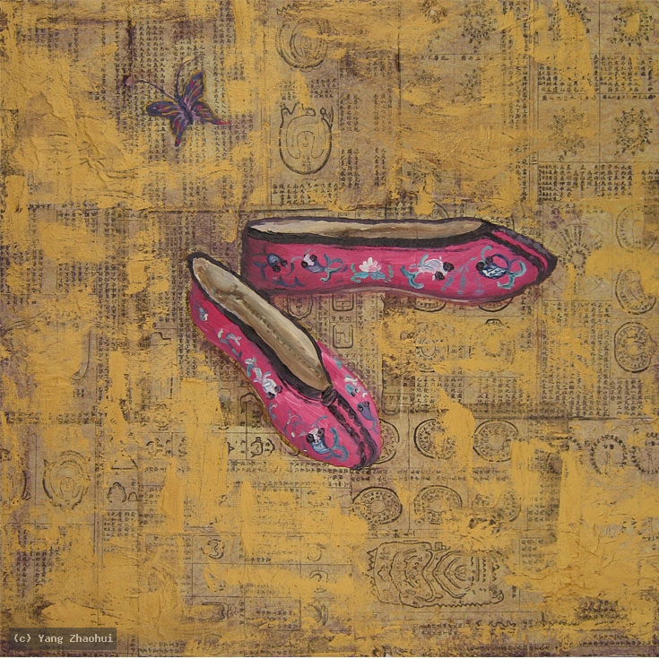 Artist Yang Zhaohui, Artist Zhaohui Yang, Artist Zhao hui Yang, Yang Zhaohui artwork, China contemporary art, original artwork, original painting, Chinese robe, still life, oil painting, acrylic paint