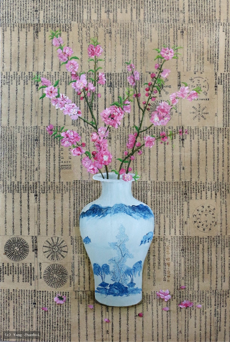Artist Yang Zhaohui, Artist Zhaohui Yang, Artist Zhao hui Yang, Yang Zhaohui artwork, China contemporary art, original artwork, original painting, Chinese robe, still life, oil painting, acrylic paint