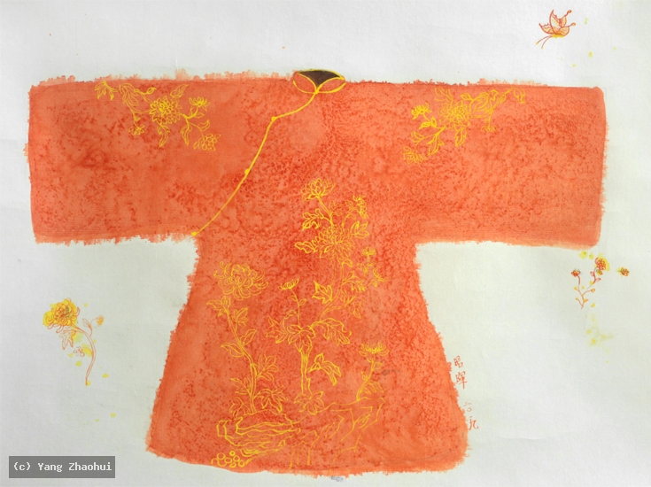 Artist Yang Zhaohui, Artist Zhaohui Yang, Artist Zhao hui Yang, Yang Zhaohui artwork, China contemporary art, original artwork, original painting, Chinese robe, still life, oil painting, acrylic paint
