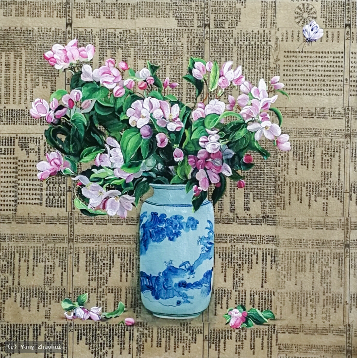 Artist Yang Zhaohui, Artist Zhaohui Yang, Artist Zhao hui Yang, Yang Zhaohui artwork, China contemporary art, original artwork, original painting, Chinese robe, still life, oil painting, acrylic paint