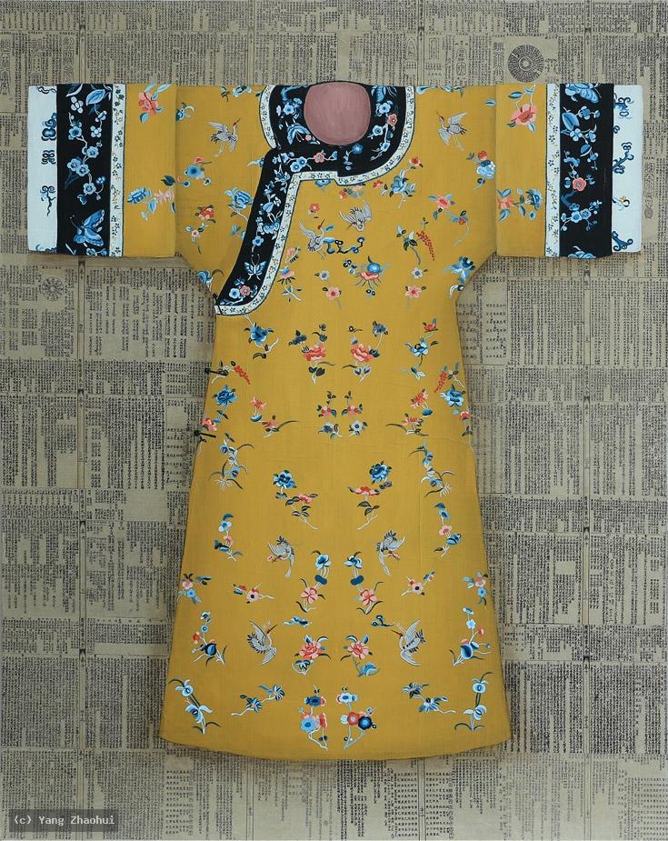 Artist Yang Zhaohui, Artist Zhaohui Yang, Artist Zhao hui Yang, Yang Zhaohui artwork, China contemporary art, original artwork, original painting, Chinese robe, still life, oil painting, acrylic paint