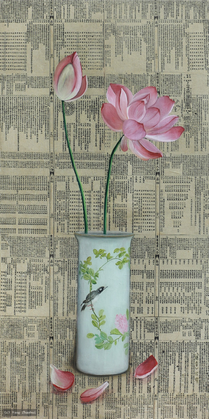 Artist Yang Zhaohui, Artist Zhaohui Yang, Artist Zhao hui Yang, Yang Zhaohui artwork, China contemporary art, original artwork, original painting, Chinese robe, still life, oil painting, acrylic paint