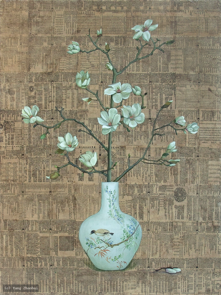 Artist Yang Zhaohui, Artist Zhaohui Yang, Artist Zhao hui Yang, Yang Zhaohui artwork, China contemporary art, original artwork, original painting, Chinese robe, still life, oil painting, acrylic paint